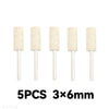 Five pieces of light beige wool felt polishing buffing wheels with 6mm diameter shafts.
