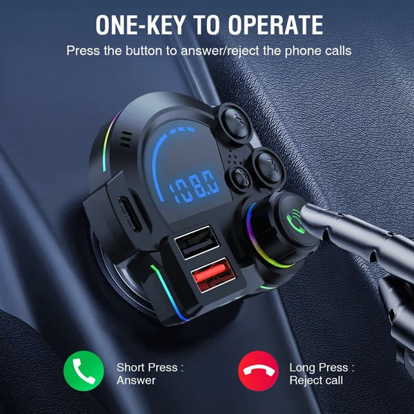 Multi-Function Car Charger with Bluetooth and Fast Charging