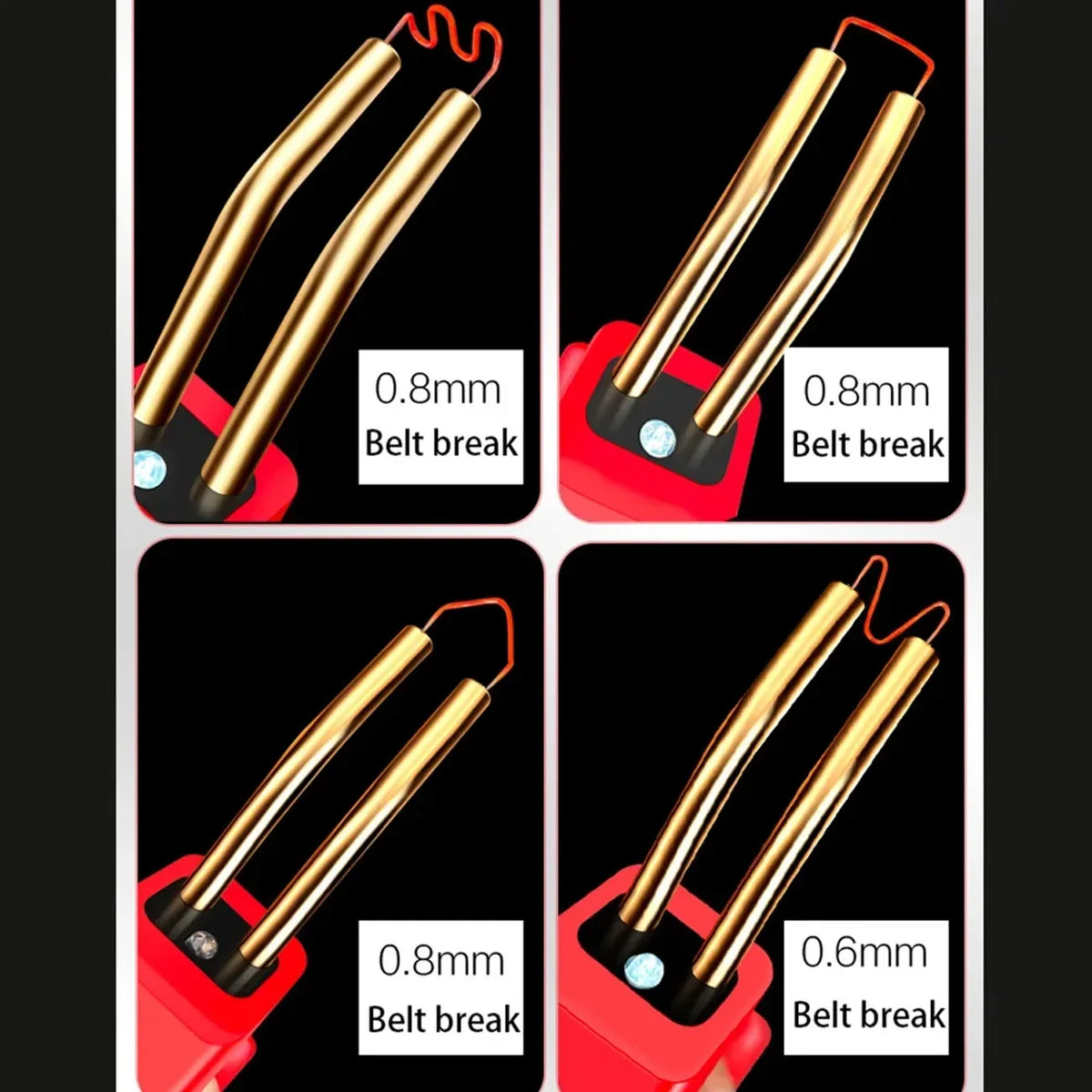 A set of heavy duty plastic welder kits showing various belt breaks and welding tools.