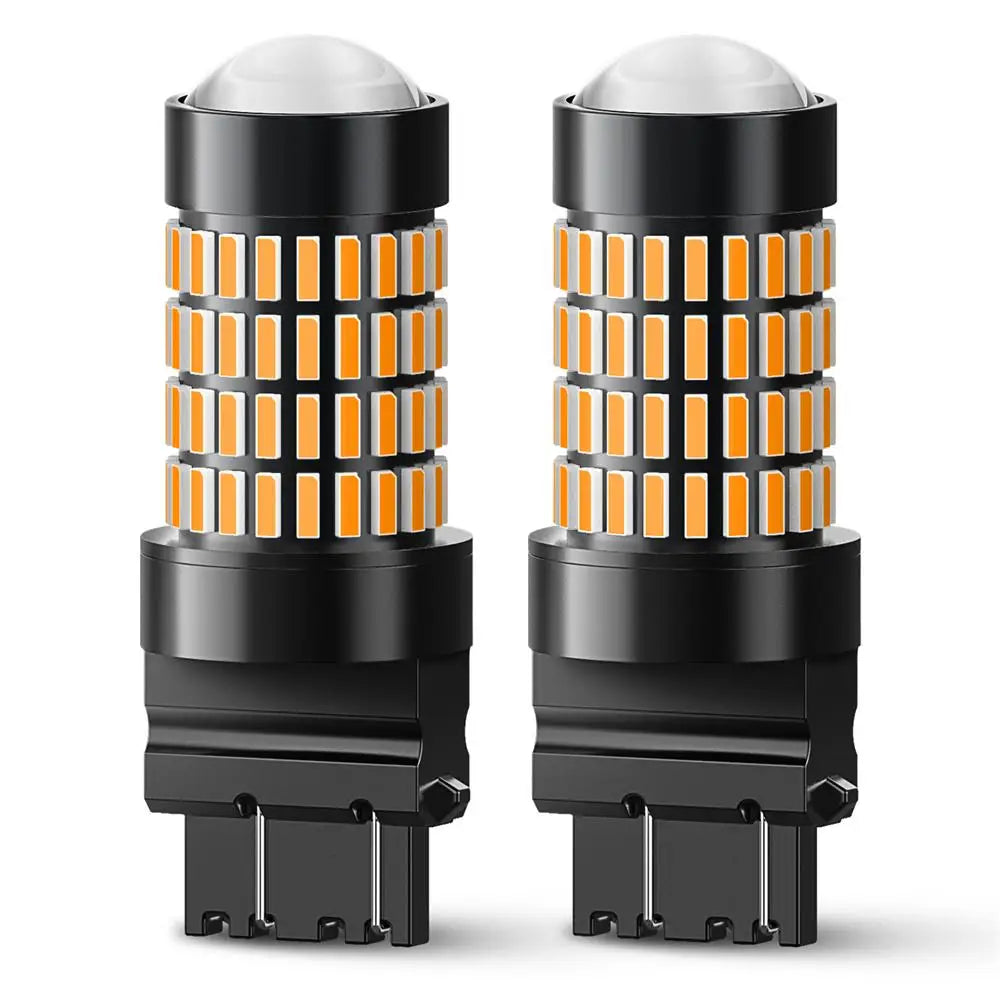 A pair of multi-color LED brake lights with black housing and orange light elements.
