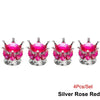 Set of four silver rose red diamond rhinestone tire valve caps