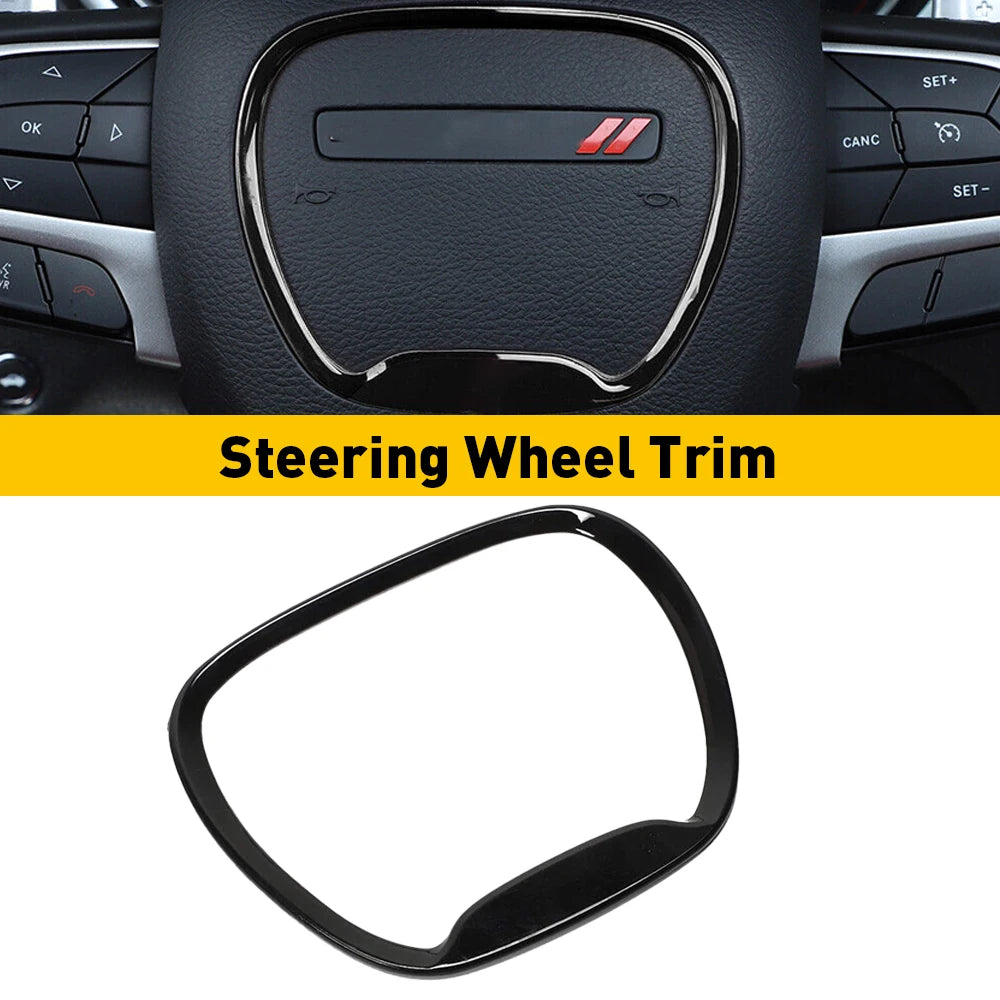 Black steering wheel trim cover for Dodge and Jeep vehicles