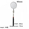 An extendable inspection mirror with an 85mm circular mirror, a 26cm length, and an elongation up to 75cm.