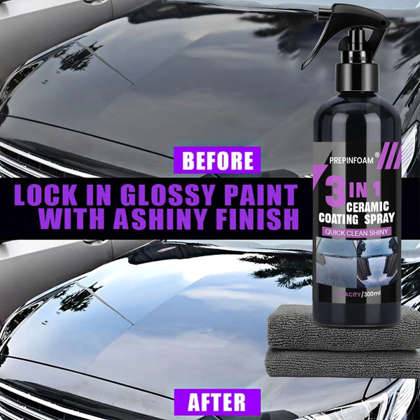 Comparación antes y después de un acabado de pintura brillante logrado con spray de recubrimiento cerámico Ashiny en una supe