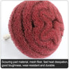 A close-up view of a reddish-pink scouring pad material mesh fiber sanding wheel for fast heat dissipation and durability.