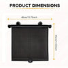 Black retractable car sunshade roller with dimensions 40cm by 45cm.