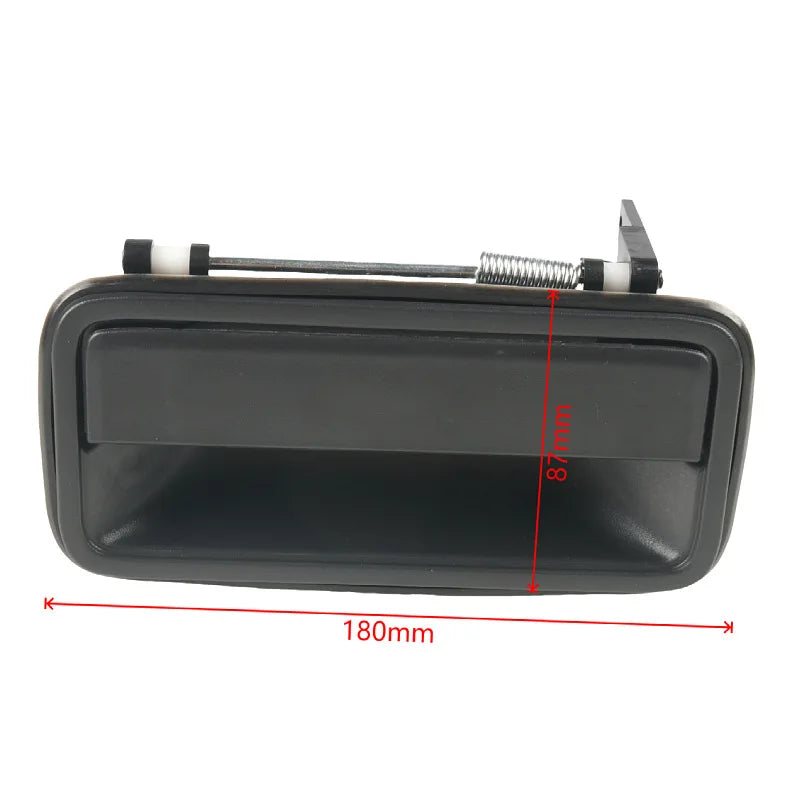 Black replacement exterior door handles with a spring mechanism and 180mm length.