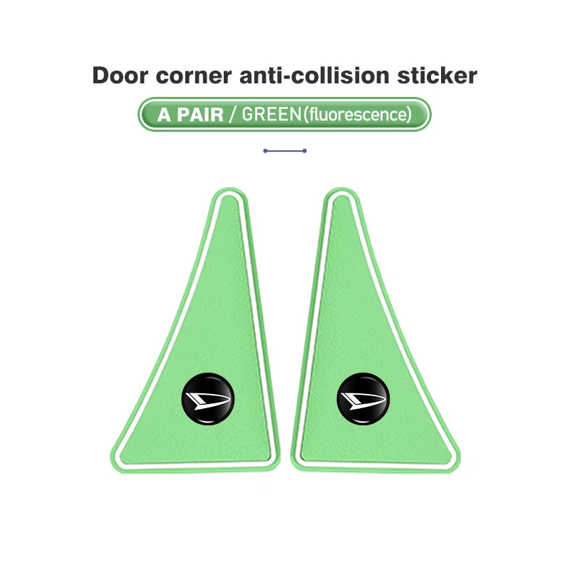 Paire de autocollants anti-collision verts fluorescents pour protection de voiture