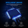 An intelligent driver circuit board with blue glowing lines and components, illustrating temperature control and short circui