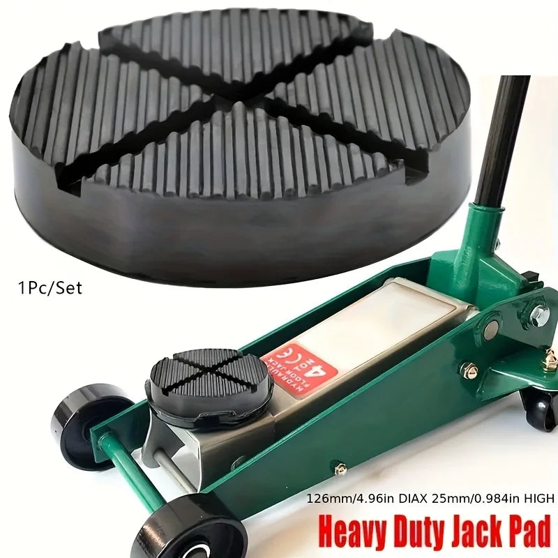 Heavy Duty Jack Pad, a green and black rubber pad designed for frame rail protection.