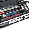 Black and red license plate frame decorations for sports teams like Spoon Sports and Speed Hunters
