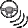 Black carbon fiber steering wheel cover with leather grip and buttons