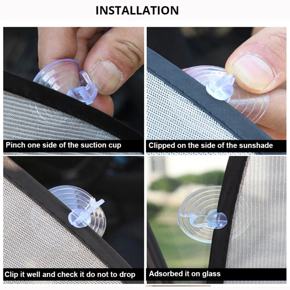 Étapes d'installation pour fixer et coller un pare-soleil autocollant sur le pare-brise de voiture.