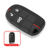Black silicone key cover for a car key, shown with an inset of the actual key.