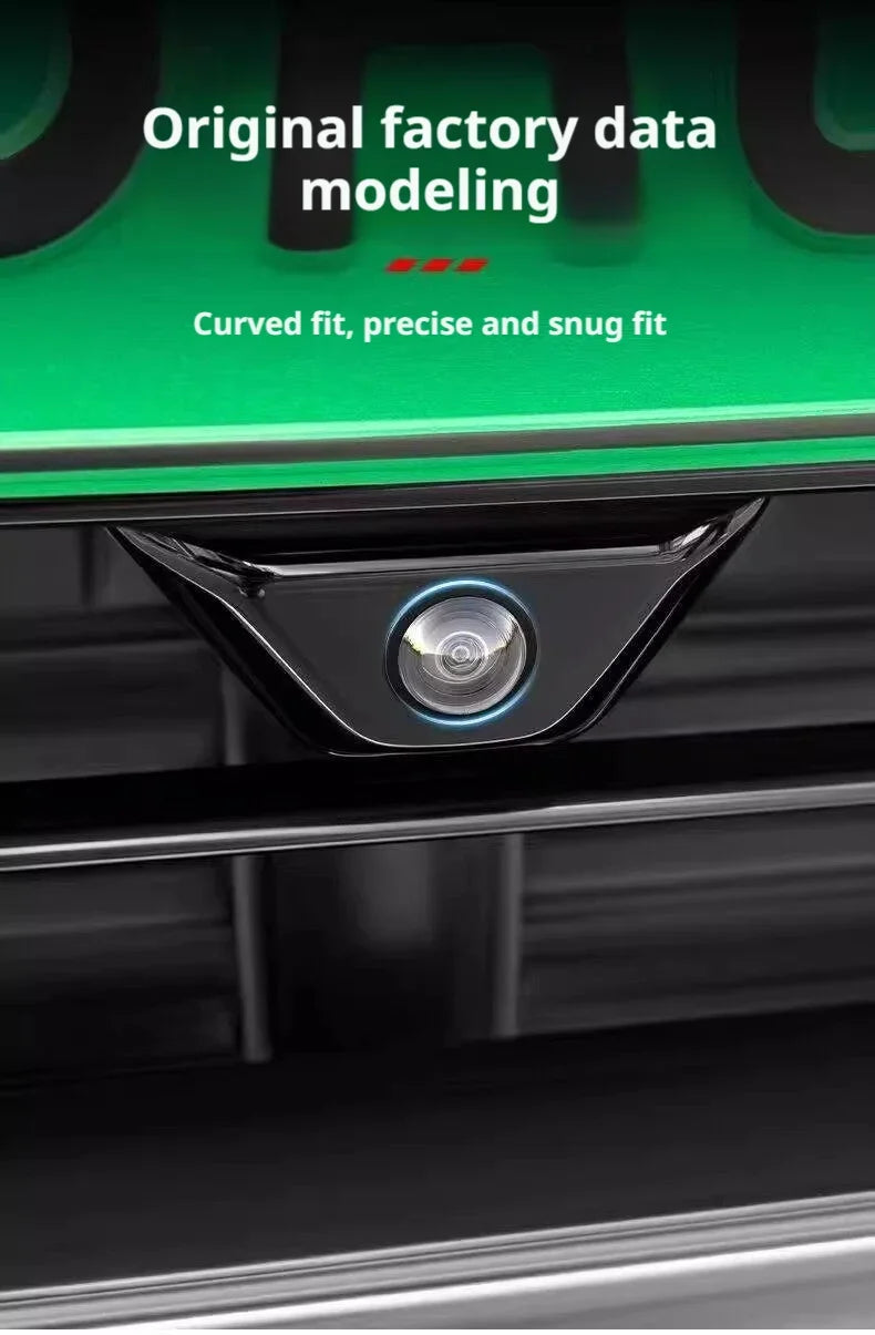 Close-up of a car camera lens protector kit showing original factory data modeling and curved fit features.