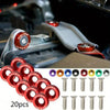 20 pieces of universal automotive color washers and fasteners shown in a close-up view