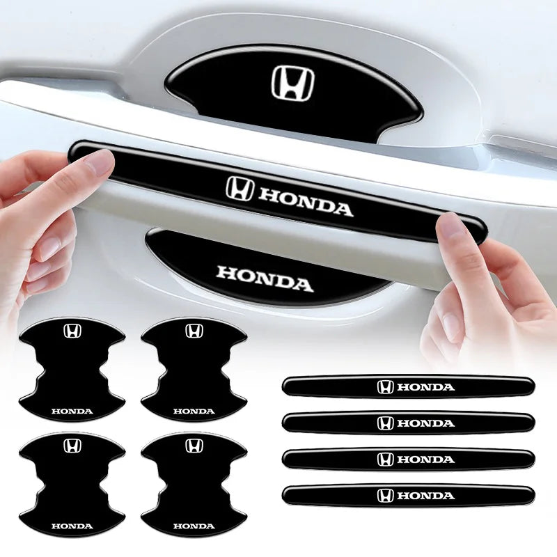 Set of black Honda door handle protection stickers for car doors