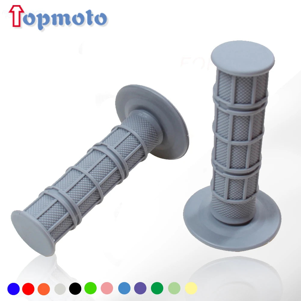 A set of durable gel rubber handlebar grips in various colors and finishes.
