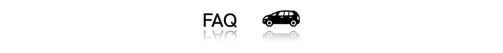 FAQ section with an icon of a car and a license plate.