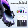 A purple phone case is shown with a black adjustable cup holder mount for a smartphone.