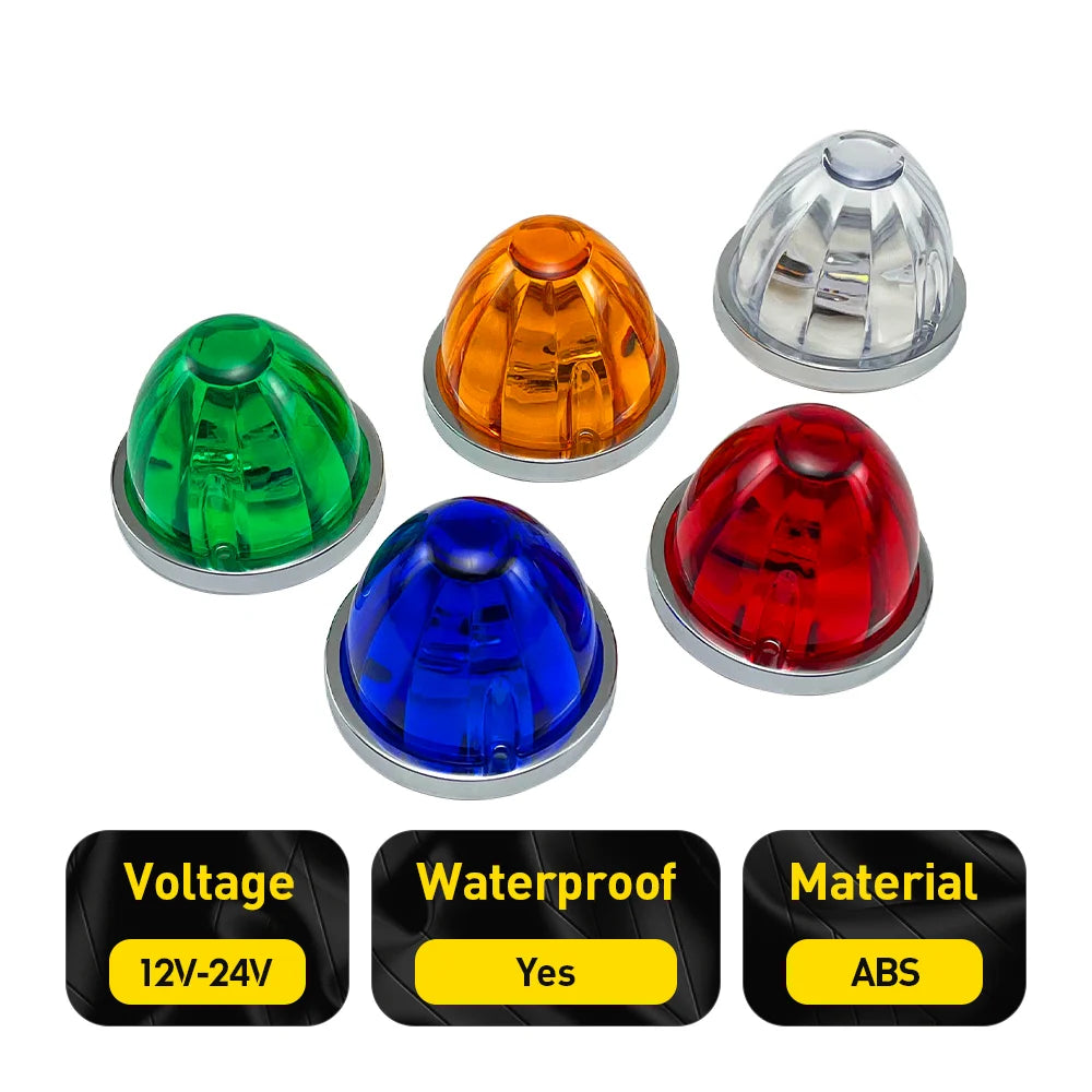 Set of three dual watermelon LED marker lights for trucks and trailers with 12V-24V waterproof ABS material