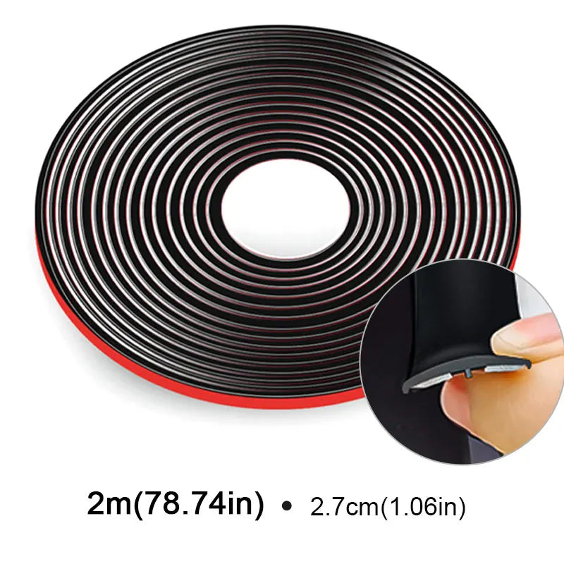 Roll of black and silver weather stripping for car windshield sealing