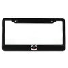 Black aluminum license plate frame with a menacing skull and crossbones design.