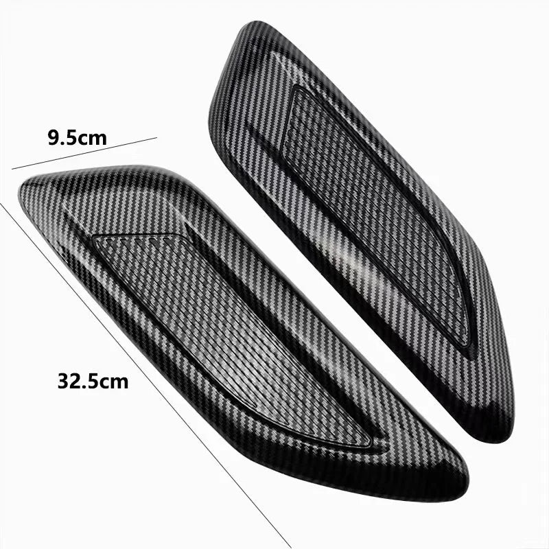 Élément de garniture de ventilateur du capot de voiture noir texturé, avec des dimensions de 9,5 cm et 32,5 cm.