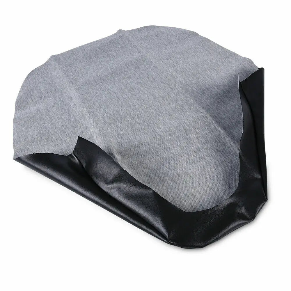 Black seat cover for a Honda Fourtrax 300 ATV, showing the gray fabric and black leather trim.