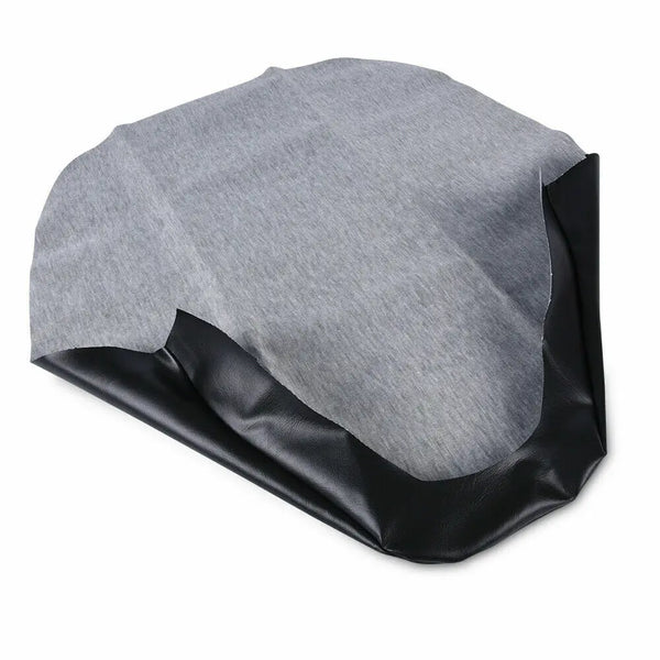 Black seat cover for a Honda Fourtrax 300 ATV, showing the gray fabric and black leather trim.