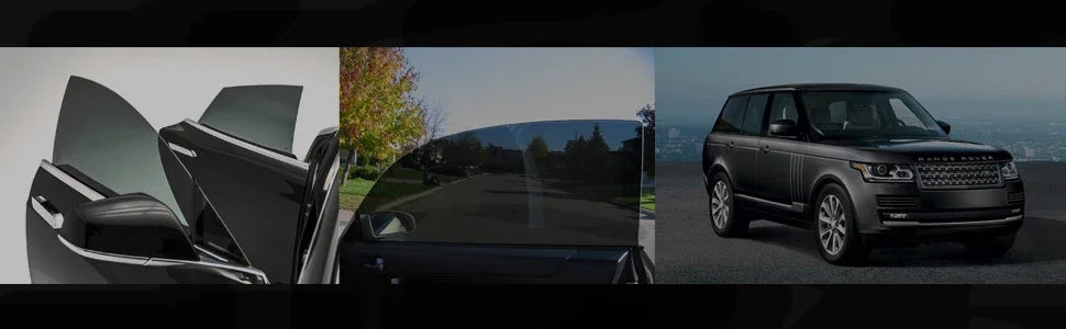 A black SUV with professional heat and UV blocking window film installed on the side windows.