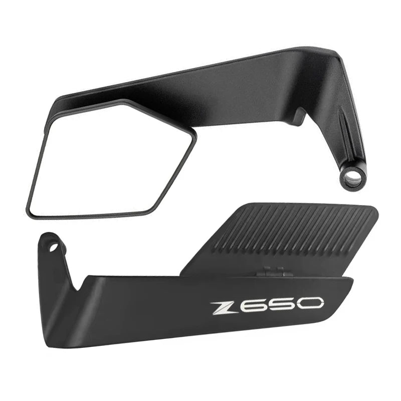 A black adjustable motorcycle side mirror assembly.