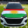 A white car hood decorated with a flag featuring the colors of the flag of the Republic of Indonesia.