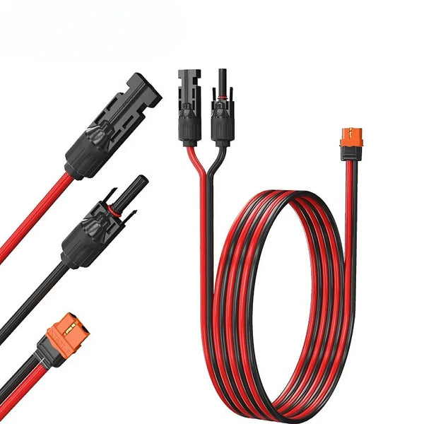 A set of MC4 to XT60I adapter cables and connectors for solar panel to power station use.