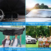 Various uses of a retractable car sunshade including interior protection, parking sun protection, rainy emergency cover, and 