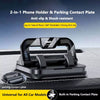 A black 2-in-1 phone holder and parking contact plate designed for universal use in cars.