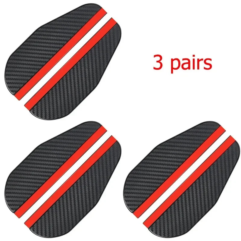 Three pairs of black carbon fiber car rain visors for rearview mirrors