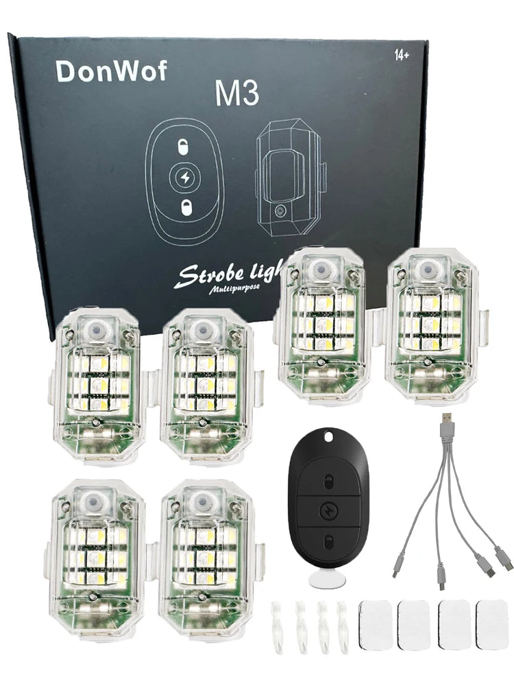 A set of strobe light modules and a remote control for vehicle warning lights