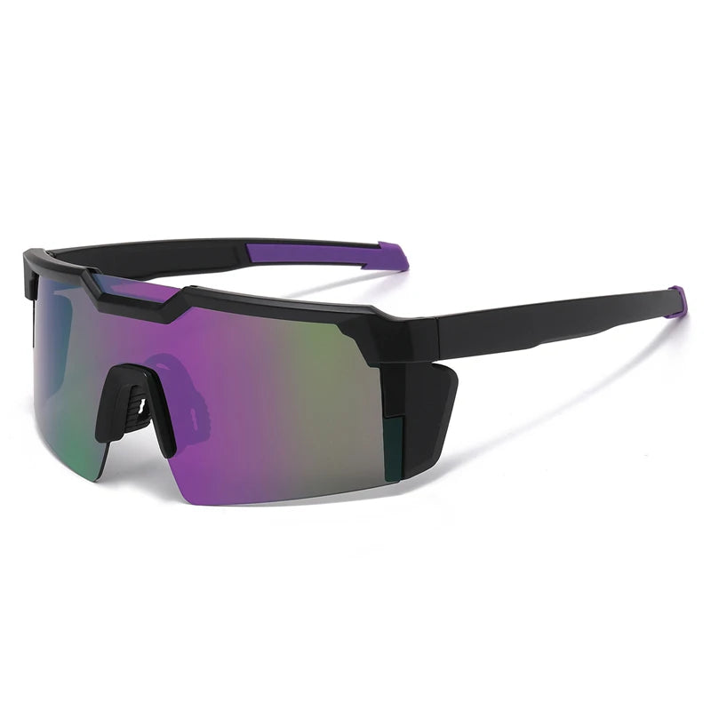 Lunettes de sport pour le cyclisme à dégradé violet avec montures et branches noires
