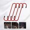 Red car brake caliper hangers designed for axle and suspension mounting.