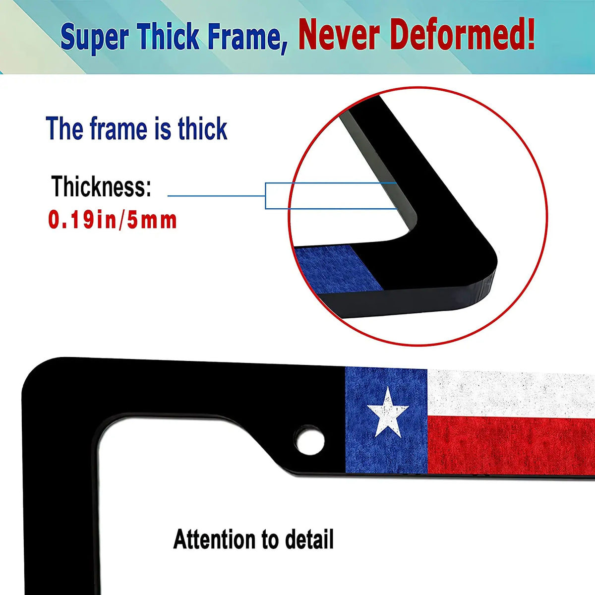 A close-up view of a black decorative license plate frame featuring the US and Canadian flags.