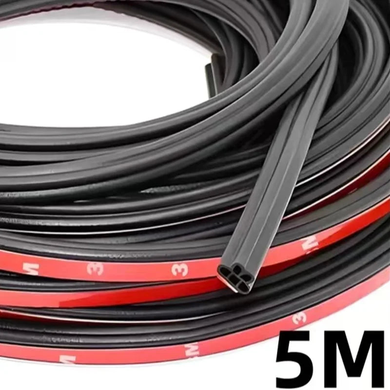 Roll of black and red car door soundproofing seals with a 5-meter length.