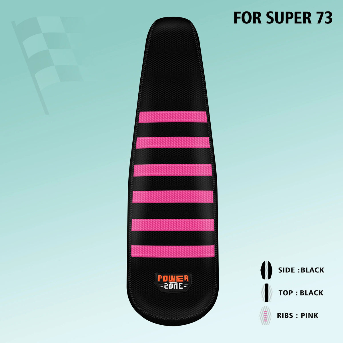 Black ribbed gripper seat cover with pink stripes for Super 73