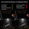 Comparison chart showing high-definition vs ordinary car door lights with brightness and pattern quality details