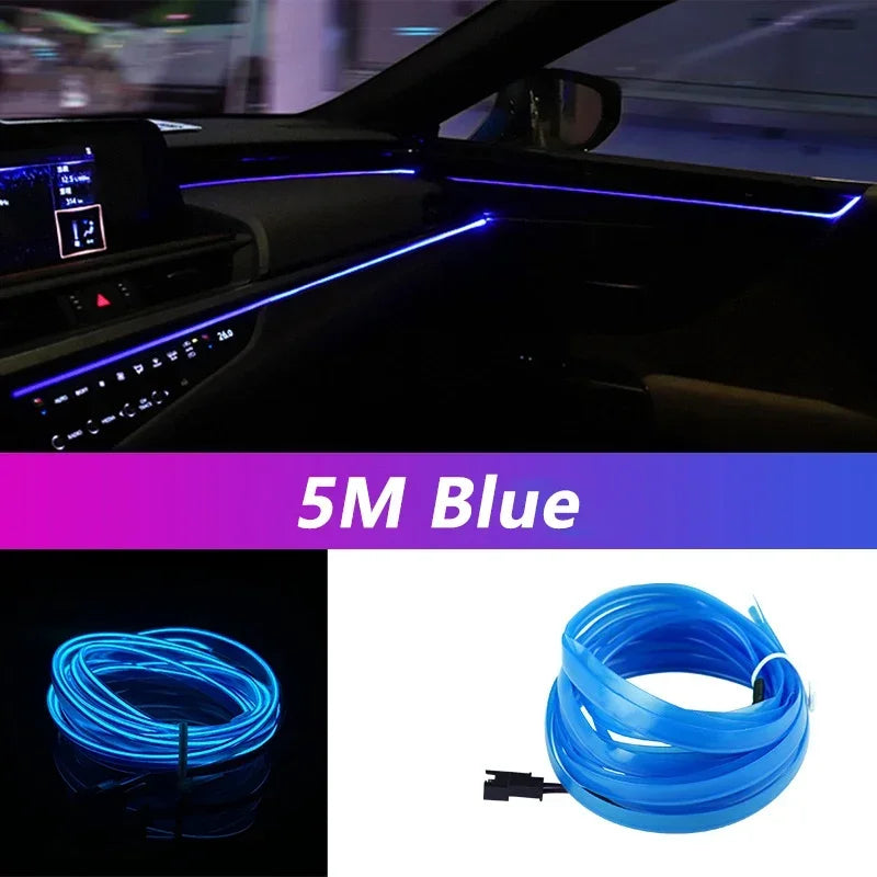 Ruban de lumière néon LED bleu flexible enroulé pour usage automobile et décoration