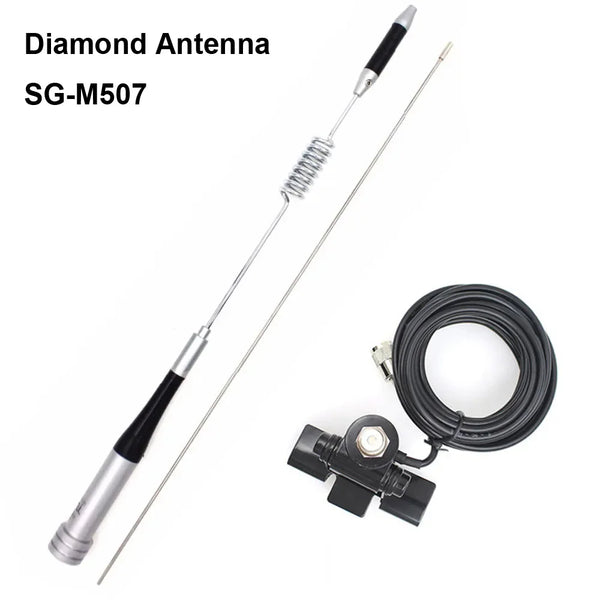 A Diamond Antenna SG-M507 with a coiled wire and black connector cable.