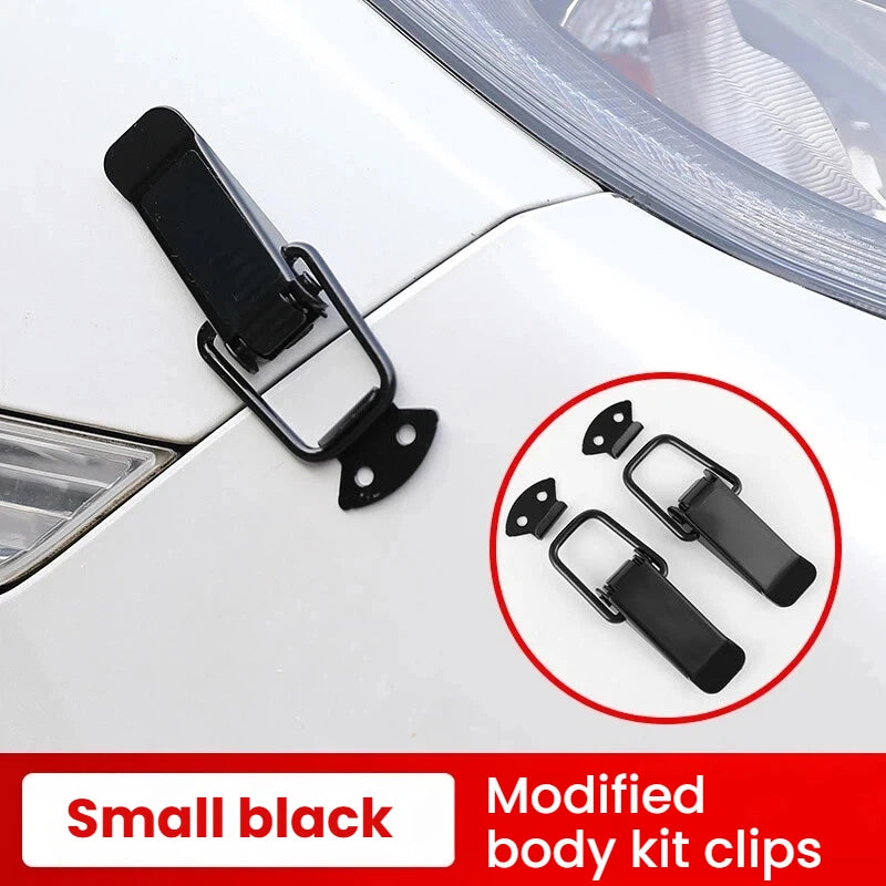 Small black modified body kit clips for car hood and bonnet