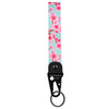 Pink cherry blossom patterned double-sided phone wrist strap lanyard