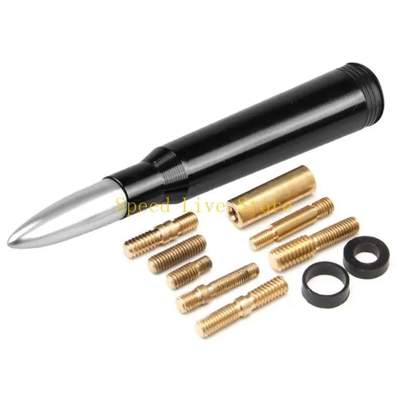 A black universal carbon fiber vehicle antenna mount with various threaded fittings.