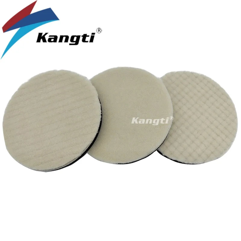 Drei beige Polierpads für Hochdruck-Karpolierer mit Kangti-Logo.